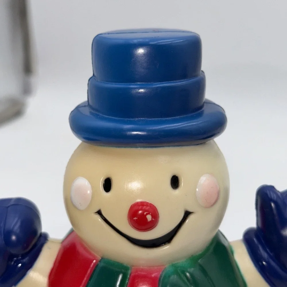 Vintage Christmas Blow Mold Hard Plastic Snowman 8